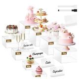 8Pcs Buffet Risers, Large Food Risers for Buffet Table, Acrylic Cube Boxes Display Nesting Risers with Hollow Bottoms, Dessert Cake Display Stand Riser Set for Party Jewelry Collectibles Clear (3\',4\ 8Pcs Buffet Risers, Large Food Risers for Buffet Table, Acrylic Cube Boxes Display Nesting Risers with Hollow Bottoms, Dessert Cake Display Stand Riser Set for Party Jewelry Collectibles Clear (3\',4\