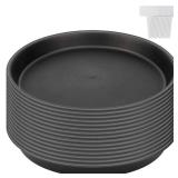 KEILEOHO 15 Pack 12 Inch Plant Saucer, Heavy Duty Round Plastic Plant Saucer with Plant Labels, Flower Plant Pot Tray, Planter Water Catcher Trays for Indoor Outdoor Use, Black KEILEOHO 15 Pack 12 Inch Plant Saucer, Heavy Duty Round Plastic Plant Saucer with Plant Labels, Flower Plant Pot Tray, Planter Water Catcher Trays for Indoor Outdoor Use, Black