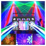 Party Lights DJ Disco Ball Light 5-in-1 Laser Strobe Projection Light DMX Control Sound Activation and Remote Control Live Performance Family Gathering, Club, bar, Karaoke, Birthday Holiday Carnival Party Lights DJ Disco Ball Light 5-in-1 Laser Strobe Projection Light DMX Control Sound Activation and Remote Control Live Performance Family Gathering, Club, bar, Karaoke, Birthday Holiday Carnival