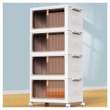 YFXCVSL 4 Tier Plastic Storage Bins with Lid 23QT, Stackable Storage Containers with Wheels, Folding Storage Boxes, Collapsible Storage Bins, Closet Organizers and Storage for Living Room,Office,Dorm YFXCVSL 4 Tier Plastic Storage Bins with Lid 23QT, Stackable Storage Containers with Wheels, Folding Storage Boxes, Collapsible Storage Bins, Closet Organizers and Storage for Living Room,Office,Dorm