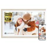 64GB Frameo 15.6\' Digital Picture Frame Large 1920 x 1080 IPS FHD Touch Screen WiFi Electronic Photo Frames Share Moments Instantly Anywhere Best Gifts for Parents and Grandparents White Wood 64GB Frameo 15.6\' Digital Picture Frame Large 1920 x 1080 IPS FHD Touch Screen WiFi Electronic Photo Frames Share Moments Instantly Anywhere Best Gifts for Parents and Grandparents White Wood