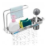 BRIUNN Stainless Steel Telescopic Over Sink Organizer Rack for Kitchen-Expandable Over The Sink Shelf, Adjustable Sponge Holder Organizer, Kitchen Sink Organizers Inside Sink for Sponge Rack BRIUNN Stainless Steel Telescopic Over Sink Organizer Rack for Kitchen-Expandable Over The Sink Shelf, Adjustable Sponge Holder Organizer, Kitchen Sink Organizers Inside Sink for Sponge Rack