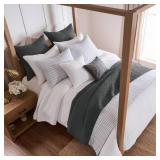 Levtex Home Cross Stitch Reversible Full/Queen Quilt Set (88x92in) and 2 Pillow Shams (26x20in) - Stitch Texture - Bright White - Cotton Full/Queen Size Quilt Bedding Set - Lightweight Soft Pre-Washed Levtex Home Cross Stitch Reversible Full/Queen Quilt Set (88x92in) and 2 Pillow Shams (26x20in) - Stitch Texture - Bright White - Cotton Full/Queen Size Quilt Bedding Set - Lightweight Soft Pre-Washed