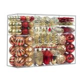 MERRYHEART 110Pcs Christmas Ball Ornaments Set, Assorted Red and Gold Christmas Ornaments for Xmas Tree, Shatterproof Plastic Baubles Hanging Decorations for Holiday/Party/Wedding MERRYHEART 110Pcs Christmas Ball Ornaments Set, Assorted Red and Gold Christmas Ornaments for Xmas Tree, Shatterproof Plastic Baubles Hanging Decorations for Holiday/Party/Wedding