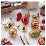 MERRYHEART 110Pcs Christmas Ball Ornaments Set, Assorted Red and Gold Christmas Ornaments for Xmas Tree, Shatterproof Plastic Baubles Hanging Decorations for Holiday/Party/Wedding MERRYHEART 110Pcs Christmas Ball Ornaments Set, Assorted Red and Gold Christmas Ornaments for Xmas Tree, Shatterproof Plastic Baubles Hanging Decorations for Holiday/Party/Wedding