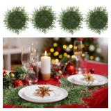 Willinglong 12 Pack Christmas Pine Placemats Bulk 20 Inch Christmas Large Round Artificial Realistic Pine Branches Place Mats for Xmas Dining Table Party Decorations Willinglong 12 Pack Christmas Pine Placemats Bulk 20 Inch Christmas Large Round Artificial Realistic Pine Branches Place Mats for Xmas Dining Table Party Decorations