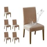 MOSAYT 100% Waterproof Dining Room Chair Covers Set of 6, Super Fit Stretch Jacquard Parson Chairs Slipcovers Removable Washable Chair Seat Protectors for Home, Kitchen, Banquet (Khaki) MOSAYT 100% Waterproof Dining Room Chair Covers Set of 6, Super Fit Stretch Jacquard Parson Chairs Slipcovers Removable Washable Chair Seat Protectors for Home, Kitchen, Banquet (Khaki)