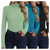 Neer 3 Pack Cotton Women's Turtleneck Long Sleeve Tops Thermal Underwear Base Layer Fall Winter Shirts Sweater(Mint Green, Sky Blue, Black,X-Large) Neer 3 Pack Cotton Women's Turtleneck Long Sleeve Tops Thermal Underwear Base Layer Fall Winter Shirts Sweater(Mint Green, Sky Blue, Black,X-Large)