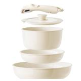 Redchef Ceramic Pots and Pans Set Non Stick, Nonstick Kitchen Cookware Sets, Non Toxic Pots and Pans Set Non Stick, PFAS PFOA & PTFE Free, Detachable Handle Pots and Pans 5 Piece, RV Cookware Redchef Ceramic Pots and Pans Set Non Stick, Nonstick Kitchen Cookware Sets, Non Toxic Pots and Pans Set Non Stick, PFAS PFOA & PTFE Free, Detachable Handle Pots and Pans 5 Piece, RV Cookware