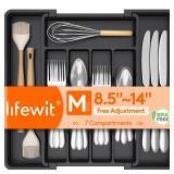 Lifewit Silverware Drawer Organizer, Expandable Utensil Tray for Kitchen, BPA Free Flatware and Cutlery Holder, Adjustable Plastic Storage for Spoons Forks Knives, 8.5-14 x 12\', Black Lifewit Silverware Drawer Organizer, Expandable Utensil Tray for Kitchen, BPA Free Flatware and Cutlery Holder, Adjustable Plastic Storage for Spoons Forks Knives, 8.5-14 x 12\', Black