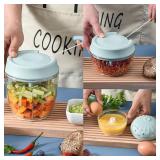 SAYIHEXIHE Garlic Chopper Mini Manual Hand Food Chopper for Kitchen Onion Dicer Crusher Garlic Mincer Blue 160ml SAYIHEXIHE Garlic Chopper Mini Manual Hand Food Chopper for Kitchen Onion Dicer Crusher Garlic Mincer Blue 160ml