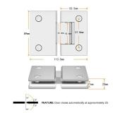 Bathlink 180 Degree Glass Shower Door Hinges, Heavy Duty Polished Chrome Glass Door Hinge for Bathroom, 1 PCS 304 Stainless Steel Shower Door Hinges for 1/4\' to 1/2\' Frameless Shower Door Bathlink 180 Degree Glass Shower Door Hinges, Heavy Duty Polished Chrome Glass Door Hinge for Bathroom, 1 PCS 304 Stainless Steel Shower Door Hinges for 1/4\' to 1/2\' Frameless Shower Door