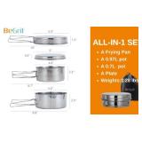 BeGrit Backpacking Camping Cookware Mini Picnic Camping Cooking Mess Kit with Pot and Pan Set for Hiking 4pcs Set BeGrit Backpacking Camping Cookware Mini Picnic Camping Cooking Mess Kit with Pot and Pan Set for Hiking 4pcs Set