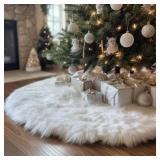 AISENO 48 Inch White Faux Fur Christmas Tree Skirt, Luxury Plush Tree Base Cover for Holiday Party and Home Christmas Decor AISENO 48 Inch White Faux Fur Christmas Tree Skirt, Luxury Plush Tree Base Cover for Holiday Party and Home Christmas Decor