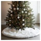 AISENO 48 Inch White Faux Fur Christmas Tree Skirt, Luxury Plush Tree Base Cover for Holiday Party and Home Christmas Decor AISENO 48 Inch White Faux Fur Christmas Tree Skirt, Luxury Plush Tree Base Cover for Holiday Party and Home Christmas Decor