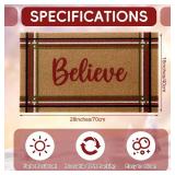 WILLBOND Christmas Coir Doormat Outdoor Welcome Door Mat 28 x 16 Inch Red and Green Striped Believe Xmas Floor Mat Non Slip Heavy Duty for Xmas Indoor Outdoor Entrance Door Porch Front Decor WILLBOND Christmas Coir Doormat Outdoor Welcome Door Mat 28 x 16 Inch Red and Green Striped Believe Xmas Floor Mat Non Slip Heavy Duty for Xmas Indoor Outdoor Entrance Door Porch Front Decor