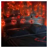 Valentine Lights, Red Heart Lights Indoor Outdoor, Valentines Day Window Lights, 126 Led 12 Heart Curtain Lights, Heart String Lights, Light Up Hearts for Window, Lighted Valentine Decorations Valentine Lights, Red Heart Lights Indoor Outdoor, Valentines Day Window Lights, 126 Led 12 Heart Curtain Lights, Heart String Lights, Light Up Hearts for Window, Lighted Valentine Decorations