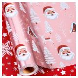 MAYPLUSS Pink Christmas Wrapping Paper, Girl Christmas Gift Wrap, Reversibe Santa Claus Snowy Forest Design w/Metallic Foil Shine Holiday Wrapping Paper for Winter Celebrations (17 Inch X 33 Feet) MAYPLUSS Pink Christmas Wrapping Paper, Girl Christmas Gift Wrap, Reversibe Santa Claus Snowy Forest Design w/Metallic Foil Shine Holiday Wrapping Paper for Winter Celebrations (17 Inch X 33 Feet)