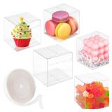 Jutieuo 45 Pack 3x3x3 Inches Clear Favor Boxes with Ribbons, Transparent Plastic Cube Treat Boxes for Candy Goodie Gift, Small Individual Hot Cocoa Bomb Packaging Box Jutieuo 45 Pack 3x3x3 Inches Clear Favor Boxes with Ribbons, Transparent Plastic Cube Treat Boxes for Candy Goodie Gift, Small Individual Hot Cocoa Bomb Packaging Box