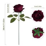 ICBOX Burgundy Artificial Flowers Velvet Roses 25 PCS Real Look Silk Flowers with Stems for DIY Wedding Party Baby Shower Home Decoration(Burgundy) ICBOX Burgundy Artificial Flowers Velvet Roses 25 PCS Real Look Silk Flowers with Stems for DIY Wedding Party Baby Shower Home Decoration(Burgundy)