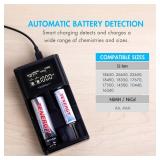 Tenergy TN471U 2-Bay Universal Battery Charger with LCD for Li-ion/NiMH/NiCD Rechargeable Batteries, Micro USB Input, Portable Charger for Batteries Sizes 18650, 16340, 26650, AA, AAA, and More Tenergy TN471U 2-Bay Universal Battery Charger with LCD for Li-ion/NiMH/NiCD Rechargeable Batteries, Micro USB Input, Portable Charger for Batteries Sizes 18650, 16340, 26650, AA, AAA, and More