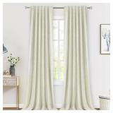 PANGSINNE Natural Linen Blackout Curtains 84 Inch Long - Thermal Insulated 100% Black Out Linen Drapes Room Darkening for Bedroom, Rod Pocket/Back Tab/Clip Rings Ivory Cream PANGSINNE Natural Linen Blackout Curtains 84 Inch Long - Thermal Insulated 100% Black Out Linen Drapes Room Darkening for Bedroom, Rod Pocket/Back Tab/Clip Rings Ivory Cream