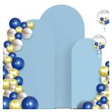 Spandex Anti Wrinkle Arch Backdrop Cover - High Elastic Fitted Arch Stand Cover Set of 3, Dusty Blue Round Top Chiara Backdrop for Wedding Birthday Party Garden Decor 6Ft, 6.6Ft, 7.2Ft Spandex Anti Wrinkle Arch Backdrop Cover - High Elastic Fitted Arch Stand Cover Set of 3, Dusty Blue Round Top Chiara Backdrop for Wedding Birthday Party Garden Decor 6Ft, 6.6Ft, 7.2Ft