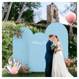 Spandex Anti Wrinkle Arch Backdrop Cover - High Elastic Fitted Arch Stand Cover Set of 3, Dusty Blue Round Top Chiara Backdrop for Wedding Birthday Party Garden Decor 6Ft, 6.6Ft, 7.2Ft Spandex Anti Wrinkle Arch Backdrop Cover - High Elastic Fitted Arch Stand Cover Set of 3, Dusty Blue Round Top Chiara Backdrop for Wedding Birthday Party Garden Decor 6Ft, 6.6Ft, 7.2Ft