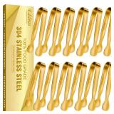 EDDEAS 12 PCS Small Serving Tongs, 4.3\' Mini Gold Tongs, Gold Kitchen Tongs for Serving Food, Coffee Bar, Tea Party, Desserts Party and Ice Bucket EDDEAS 12 PCS Small Serving Tongs, 4.3\' Mini Gold Tongs, Gold Kitchen Tongs for Serving Food, Coffee Bar, Tea Party, Desserts Party and Ice Bucket