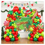 Christmas Balloon Garland Arch Kit with backdrop Xmas Red Green Balloons Candy Cane Santa Claus Star Foil Balloons for Christmas New Year Birthday Party Decorations (Red Green) Christmas Balloon Garland Arch Kit with backdrop Xmas Red Green Balloons Candy Cane Santa Claus Star Foil Balloons for Christmas New Year Birthday Party Decorations (Red Green)