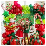 Christmas Balloon Garland Arch Kit with backdrop Xmas Red Green Balloons Candy Cane Santa Claus Star Foil Balloons for Christmas New Year Birthday Party Decorations (Red Green) Christmas Balloon Garland Arch Kit with backdrop Xmas Red Green Balloons Candy Cane Santa Claus Star Foil Balloons for Christmas New Year Birthday Party Decorations (Red Green)
