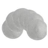 SHACOS Silver Glitter Round Placemats Set of 6 Sparkle Bling Place Mats Glitz Table Mats for Holiday Home Party Wedding Festive Table Decoration (6, Silver) SHACOS Silver Glitter Round Placemats Set of 6 Sparkle Bling Place Mats Glitz Table Mats for Holiday Home Party Wedding Festive Table Decoration (6, Silver)