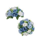 BLOSMON Flower Ball Centerpieces for Table 2 Pcs Fake Rose Centerpiece Flowers Dusty Blue Artificial Silk Floral Arrangement Center Piece Kissing Bouquet for Wedding Party Valentines Day Home Decor BLOSMON Flower Ball Centerpieces for Table 2 Pcs Fake Rose Centerpiece Flowers Dusty Blue Artificial Silk Floral Arrangement Center Piece Kissing Bouquet for Wedding Party Valentines Day Home Decor