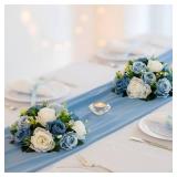 BLOSMON Flower Ball Centerpieces for Table 2 Pcs Fake Rose Centerpiece Flowers Dusty Blue Artificial Silk Floral Arrangement Center Piece Kissing Bouquet for Wedding Party Valentines Day Home Decor BLOSMON Flower Ball Centerpieces for Table 2 Pcs Fake Rose Centerpiece Flowers Dusty Blue Artificial Silk Floral Arrangement Center Piece Kissing Bouquet for Wedding Party Valentines Day Home Decor