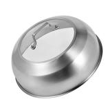 12.75 Inch Stainless Steel Basting Cover, Melting Dome for Griddle Cooking, Round Steaming Cover Lid with Tempered Glass Top and Steam Holes, Dishwasher Safe (12.75\') 12.75 Inch Stainless Steel Basting Cover, Melting Dome for Griddle Cooking, Round Steaming Cover Lid with Tempered Glass Top and Steam Holes, Dishwasher Safe (12.75\')