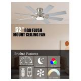 JSAITEE 52 inch Ceiling Fan with Light, 6 Speeds Reversible Low Profile Ceiling Fan with Light and Remote/APP Control, 3 Color Temp+Dimmable RGB, 8 Blades, Flush Mount Quiet Ceiling Fans, Nickel JSAITEE 52 inch Ceiling Fan with Light, 6 Speeds Reversible Low Profile Ceiling Fan with Light and Remote/APP Control, 3 Color Temp+Dimmable RGB, 8 Blades, Flush Mount Quiet Ceiling Fans, Nickel
