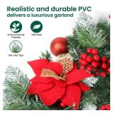 Christmas Garland with Lights, 9ft Battery Operated LED Garland with Timer, 30 Warm White LEDs, Waterproof Christmas Decorations for Indoor Outdoor Mantel, Stairs, Doorway, Window, Porch, Home Christmas Garland with Lights, 9ft Battery Operated LED Garland with Timer, 30 Warm White LEDs, Waterproof Christmas Decorations for Indoor Outdoor Mantel, Stairs, Doorway, Window, Porch, Home