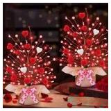 Lighted Valentines day trees for tabletops set of two Lighted Valentines day trees for tabletops set of two