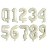 TONIFUL Number Balloons 16 Inch Cream White 0-9 Number Mylar Foil Balloons 10 Pcs Custom Digital Balloons for Birthday Party Engagement Graduations Anniversary Baby Shower Decorations Party Supplies