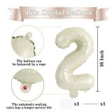 TONIFUL Number Balloons 16 Inch Cream White 0-9 Number Mylar Foil Balloons 10 Pcs Custom Digital Balloons for Birthday Party Engagement Graduations Anniversary Baby Shower Decorations Party Supplies