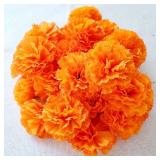 Marigold Flowers Heads Bulk, Silk Artificial Flowers for Diwali,Indian Festival, DIY Marigold Garland Day of The Dead Decorations (Orange)