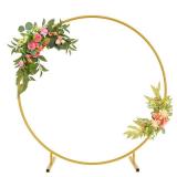 Xeapoms 7.2ft Round Backdrop Stand, Stable Balloon Arch Stand, Metal Wedding Arch Backdrop Stand Circle Backdrop Stand Frame for Wedding, Birthday Party, Baby Shower Decoration (Gold)
