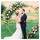 Xeapoms 7.2ft Round Backdrop Stand, Stable Balloon Arch Stand, Metal Wedding Arch Backdrop Stand Circle Backdrop Stand Frame for Wedding, Birthday Party, Baby Shower Decoration (Gold)