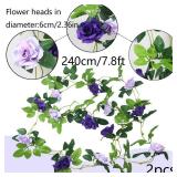 ACRYCS 2 Pcs Artificial Rose Vines Flowers Garland Hanging Silk Rose Vine Outdoor 15.8ft Silk Flowers Rose Ivy Vines for Bedroom Wedding Arch Decor Purple Flower Garland for Backdrop Wall Home Garden