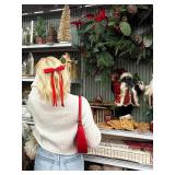 Ayesha Red Hair Bows Clips Coquette Ribbon Bowknot with Long Tail Princess Hair Bows French Barrettes Hair Accessories for Women Girls 4pcs (red)