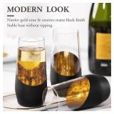 MyGift Set of 4 Black & Gold Stemless Champagne Flutes - 11 oz Wedding Party Glasses, Modern Barware for Sparkling Wine, Cocktails, Christmas Gifts (Elegant Home & Bridal Shower Essentials)
