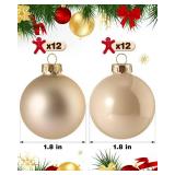 Syhood 24 Pcs Glass Christmas Ball Ornaments Set - 1.8 Small Hanging Christmas Ball Bulbs for Xmas Tree Holiday Party Decorations(Champagne)