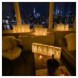 Luminary paper bags wedding proposal decorations 'will you marry me?' light up letters sign with led lights included for engagement party, proposals
