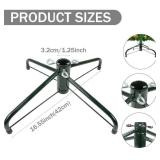 Lxenrra Christmas Tree Stand for Artificial Trees, Folding Metal Tree Base for 3ft to 7ft Christmas Trees, Heavy Duty Iron Construction Tree Stand with 3 Screws, Fits 0.5-1.25 Tree Poles(Green)
