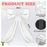 Wavwavw Bow Decor Large Bow for Room, Coquette Giant Ribbon Tie for Birthday Party Backdrop Wall Decor(White,24 x 36 Inches)